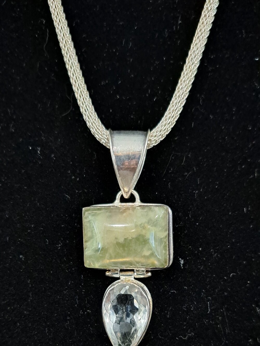 Sterling Silver Green Gemstone Drop Necklace